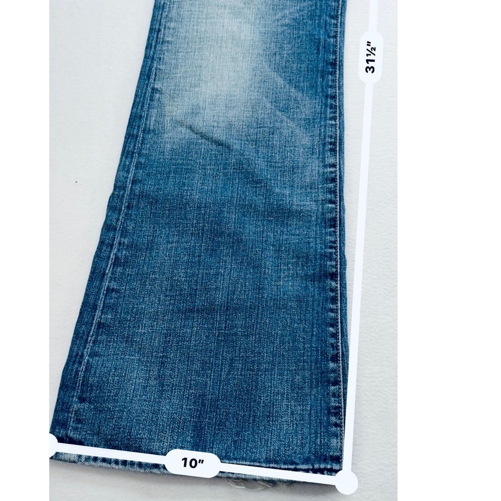 7 For All Mankind Distressed Flare Jeans Women 32 Light Blue Low Rise Wide Leg - Picture 11 of 16